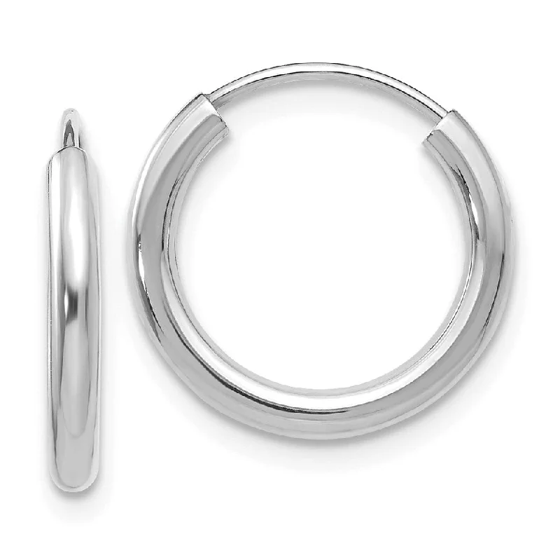 Bare dot earrings-2mm x 16mm 14k White Gold Polished Round Endless Hoop Earrings