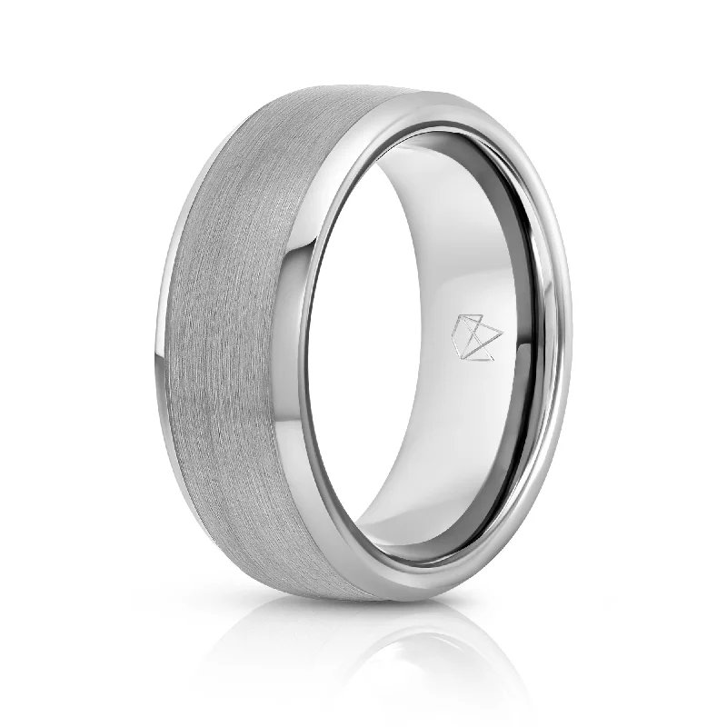 Bowed band rings-Silver Tungsten Ring - Minimalist