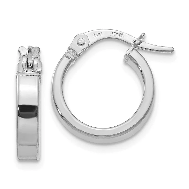 Open hoop earrings-3mm x 13.5mm (1/2 Inch) Polished 14k White Gold Huggie Style Hoops