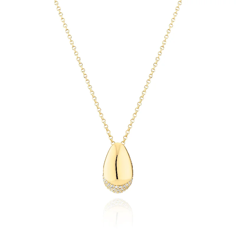 Bee charm necklaces-Goccia Gold Plated Necklace w. Zirconia