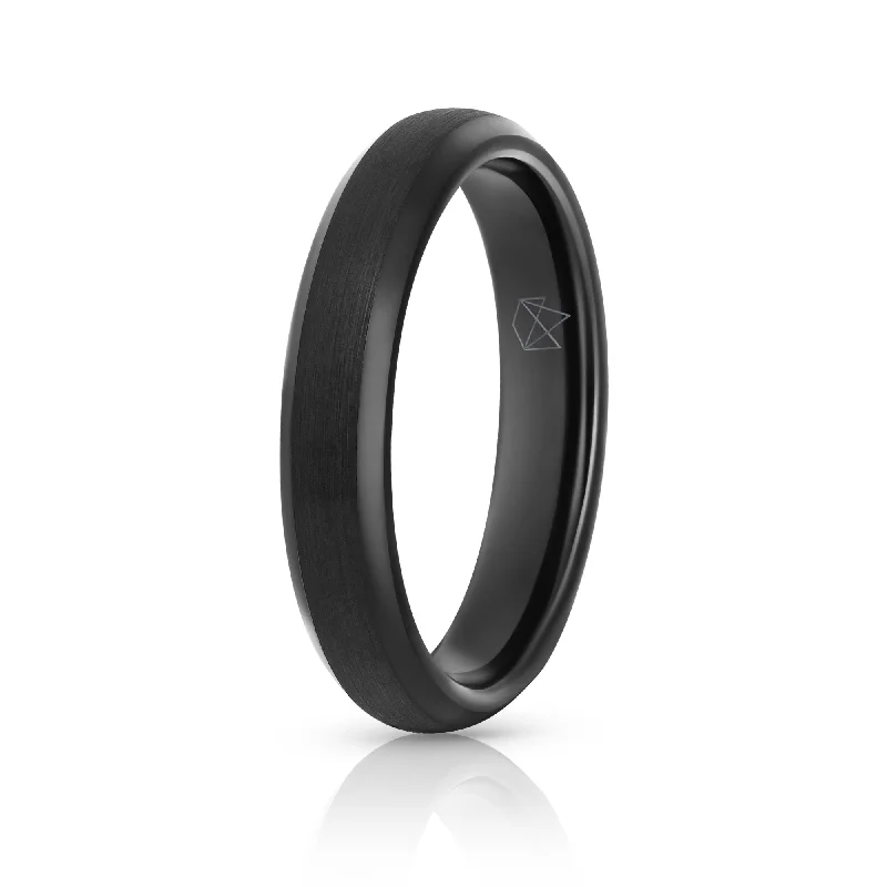 Stained wood rings-Black Tungsten Ring - Minimalist - 4MM