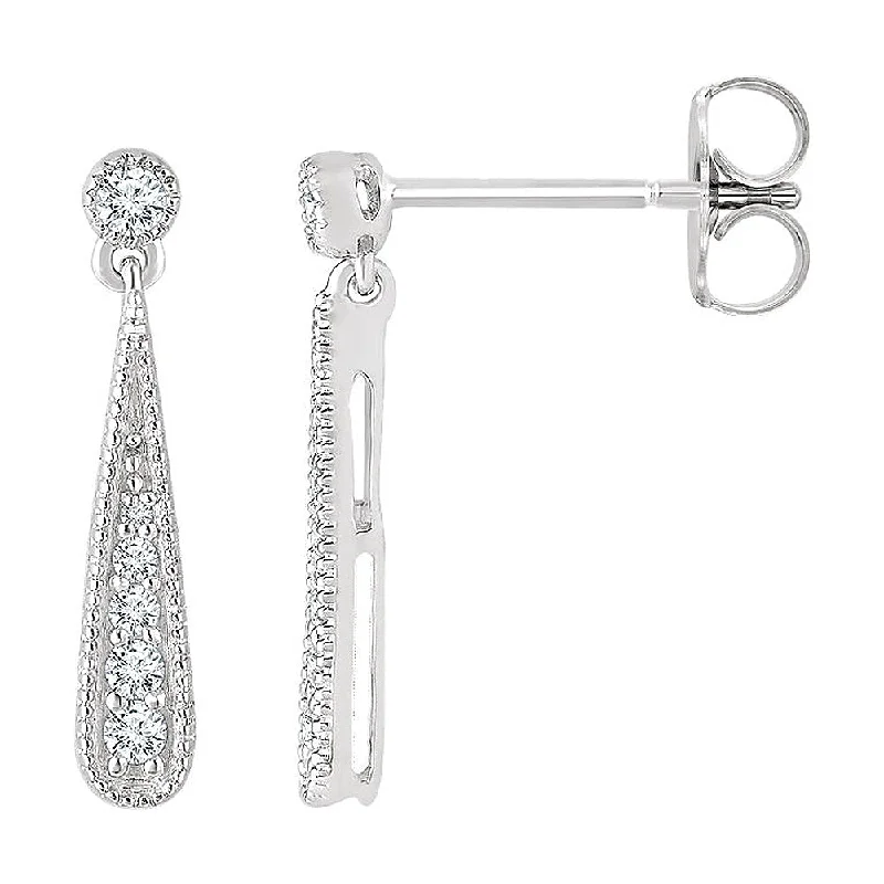 Whisper threader earrings-3 x 18mm 14k White Gold 1/6 CTW (H-I, I1) Diamond Teardrop Earrings