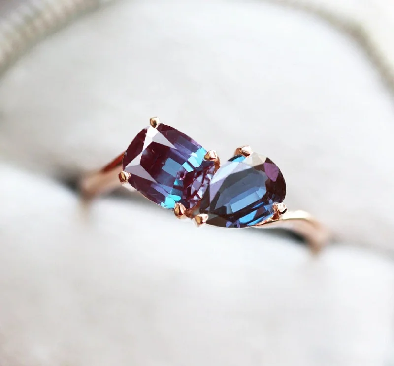 Crystal-wrapped rings-Alexandra Toi Et Moi Alexandrite Ring