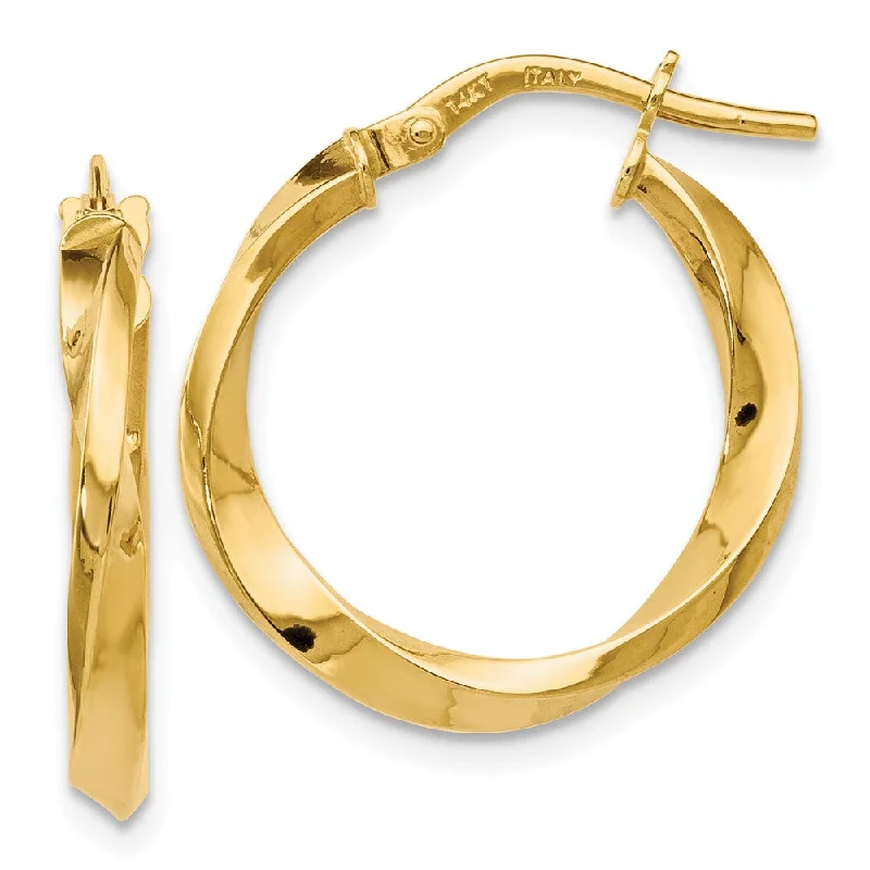 Reef theme earrings-14k Yellow Gold Polished Twisted Round Hoop Earrings, 20mm (3/4 Inch)