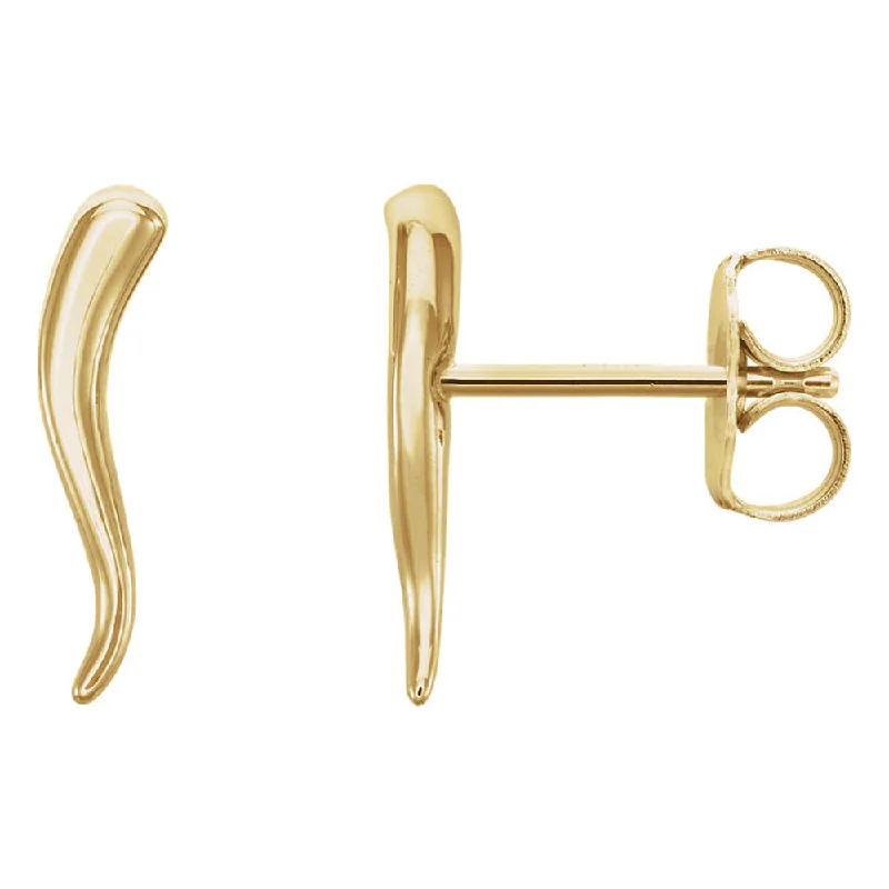 Oxidized gold earrings-2.8mm x 12mm (7/16 Inch) 14k Yellow Gold Small Italian Horn Earrings