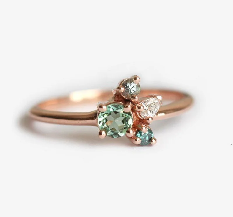 Warding eye rings-Avis Mint Tourmaline Cluster Ring