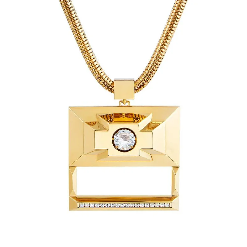 Premium diamond necklaces-Icon Statement 18K Gold Plated Necklace w. Topaz