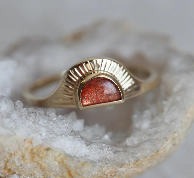 Stained wood rings-Cyra Sunstone Sunset Ring