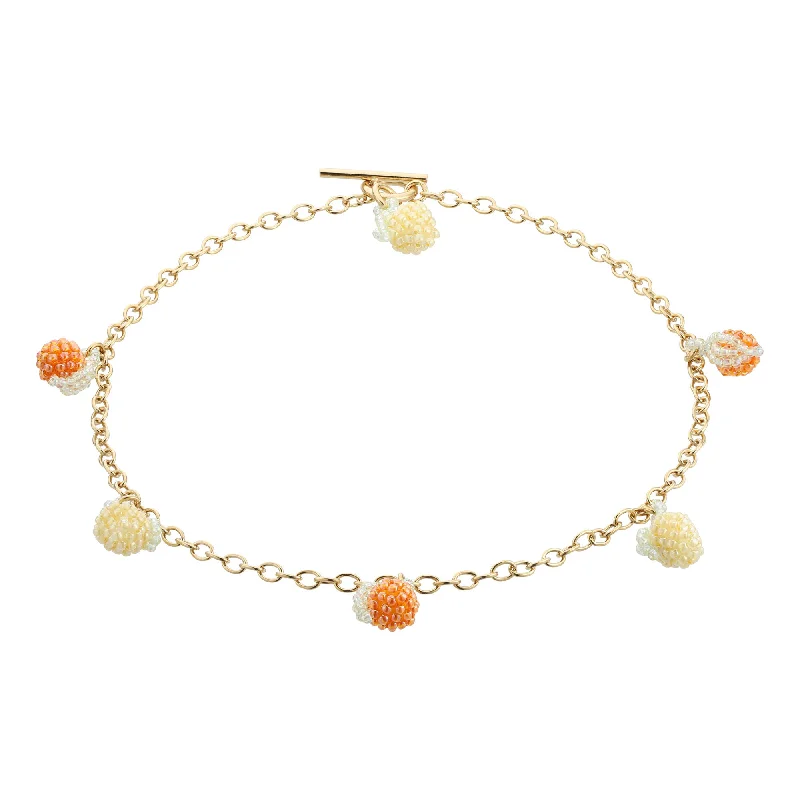 Slim choker necklaces-Lemon Gold Necklace Gold Plated, Yellow and Orange Beads