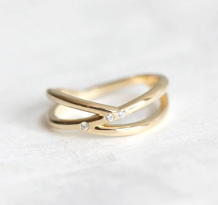 Carved band rings-Promise Ring, 14K Gold Diamond Wedding Ring