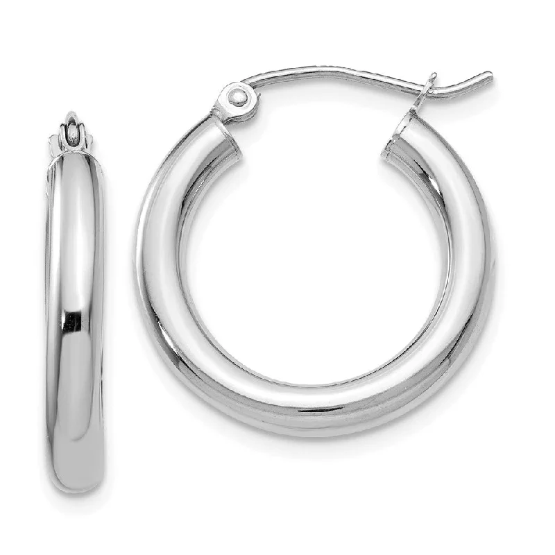 Waterfall drop earrings-3mm x 20mm 14k White Gold Classic Round Hoop Earrings