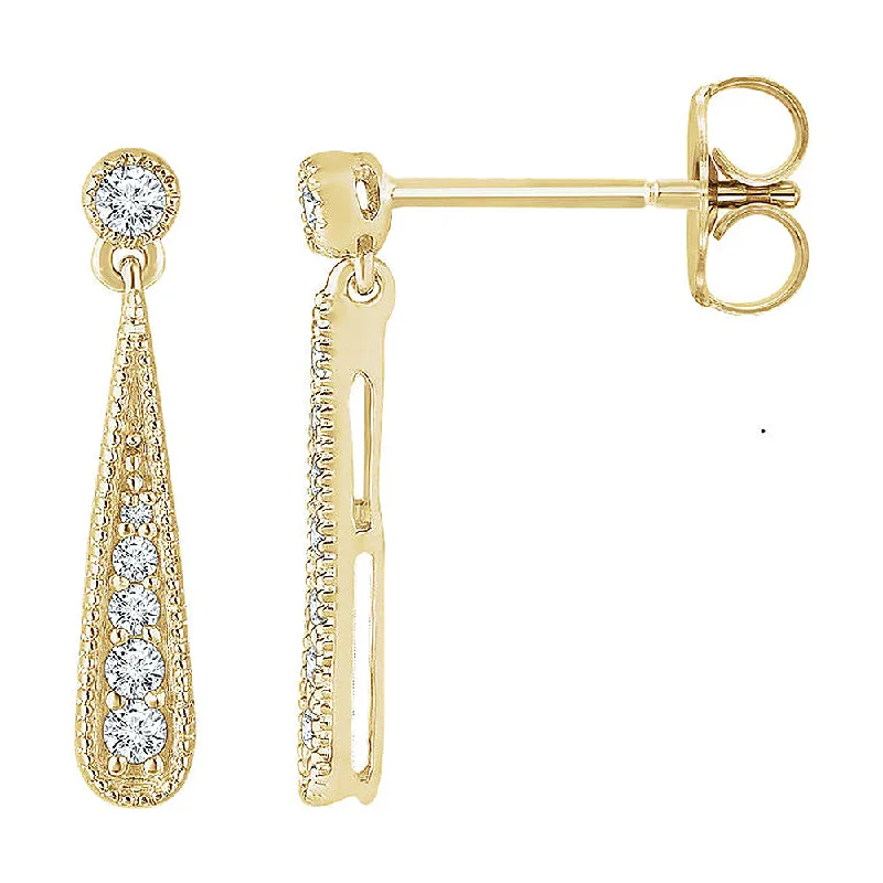 Prism star earrings-3 x 18mm 14k Yellow Gold 1/6 CTW (H-I, I1) Diamond Teardrop Earrings