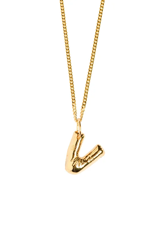 Bold chain necklaces-Letter V Gold Plated Necklace