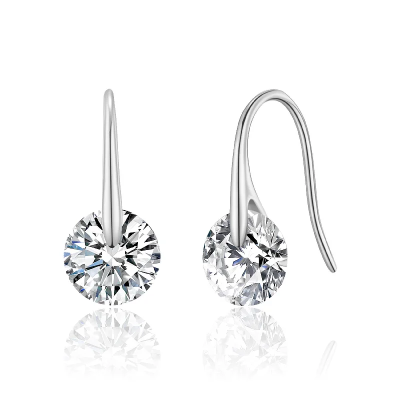 Broad hoop earrings-Silver Plated Atlas Earrings Created with Zircondia® Crystals