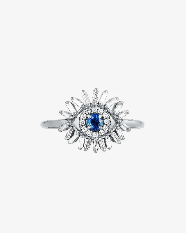 Classic flair rings-Evil Eye Mini Dark Blue Sapphire Ring