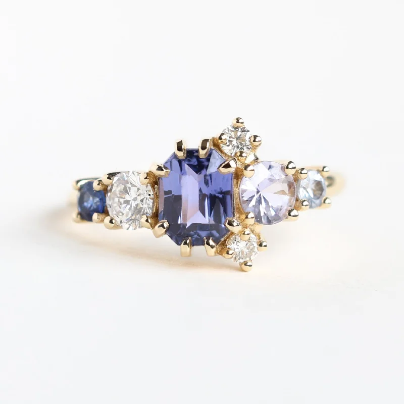 Carved initial rings-Jaylin Purple Sapphire Cluster Ring