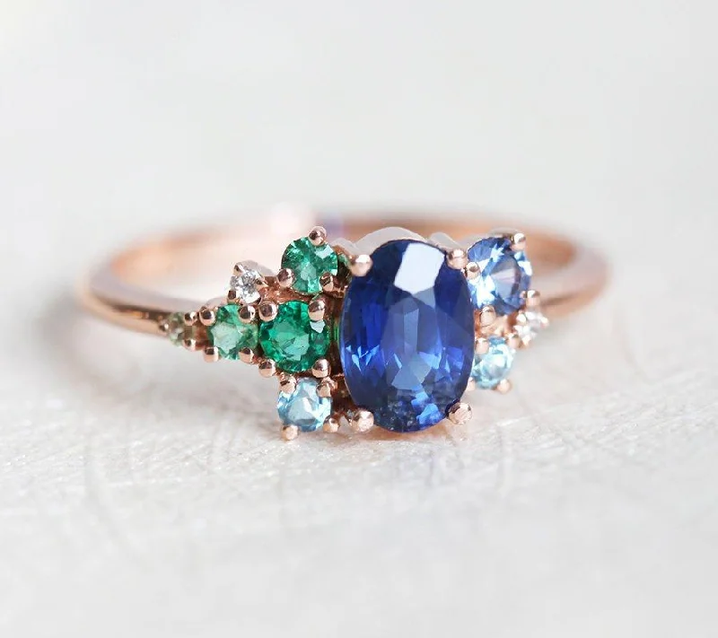 Star birthstone rings-Xander Royal-Blue Sapphire Cluster Ring