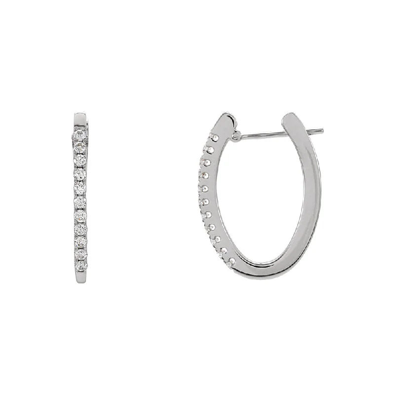 Braided bead earrings-20mm Oval 1/3 Cttw Diamond Hoop Earrings in 14k White Gold