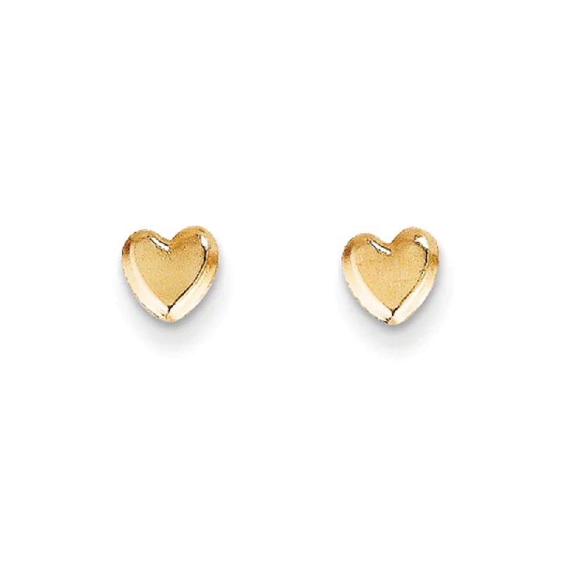 Floaty drop earrings-Kids 5mm Polished Heart Screw Back Post Earrings in 14k Yellow Gold