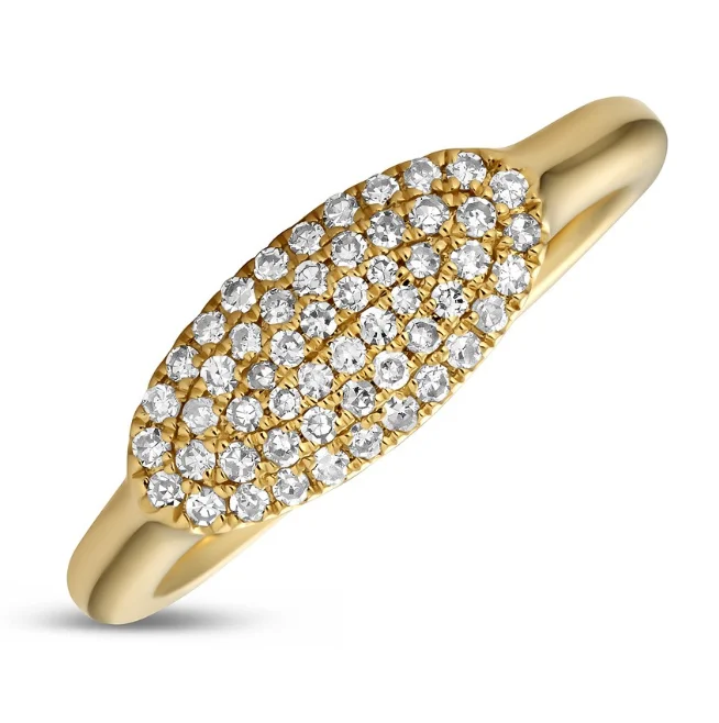 Slim stack rings-14K Yellow Gold 0.21cttw SI GH Diamond Signet East-West Oval Ring