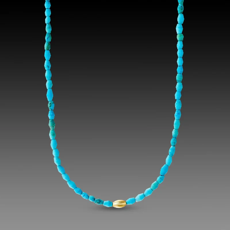 Loop knot necklaces-Egyptian Faience & Gold Necklace