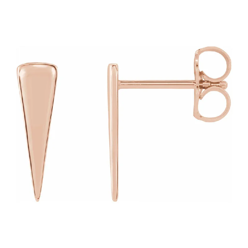 High-gloss earrings-14K White, Yellow or Rose Gold Small Triangle Post Earrings, 12mm