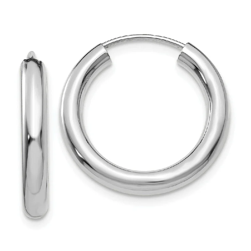 Fired clay earrings-3mm x 20mm 14k White Gold Polished Endless Tube Hoop Earrings