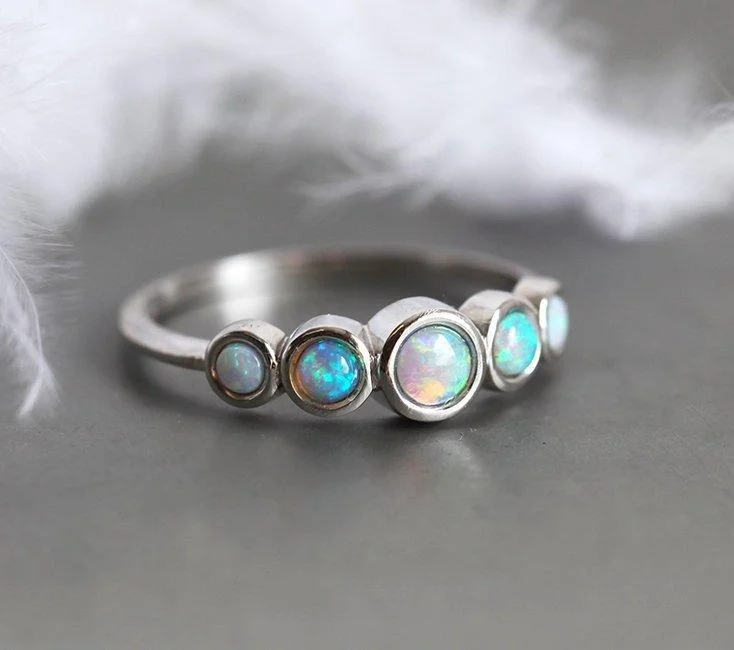 Hook band rings-Cielo Opal Ring