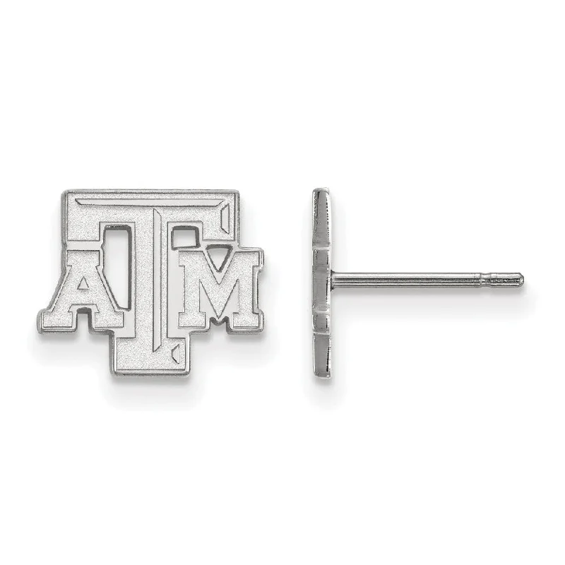 Cane style earrings-Sterling Silver Texas A&M University XS (Tiny) 'ATM' Post Earrings