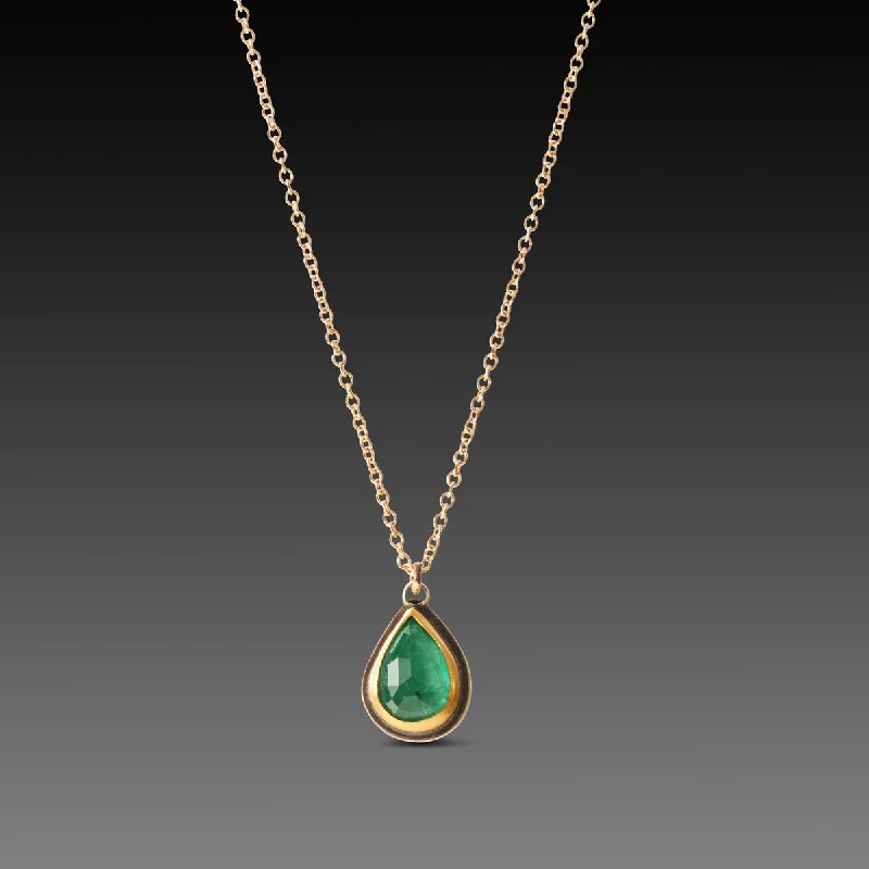 Diagonal bar necklaces-Teardrop Emerald Necklace