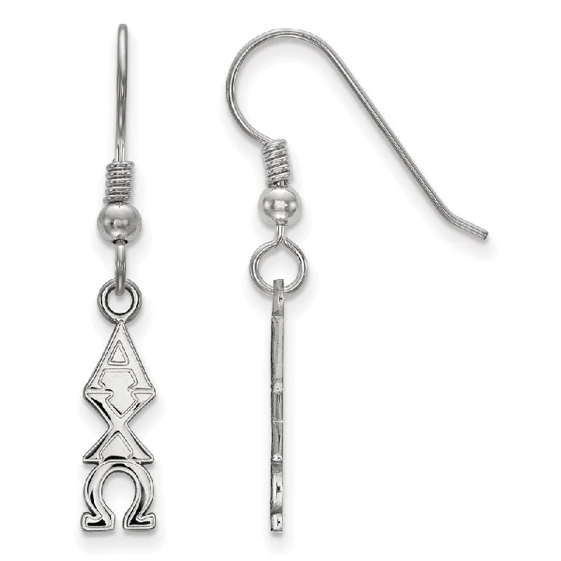 Lavish tier earrings-Sterling Silver Alpha Chi Omega Small Dangle Earrings