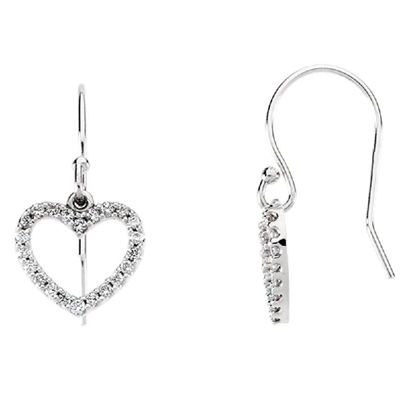 Bare dot earrings-1/5 cttw Diamond Heart Earrings in 14k White Gold