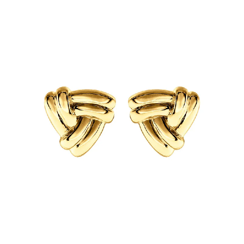 Raven feather earrings-8mm Trinity Knot Stud Earrings in 14k Yellow Gold