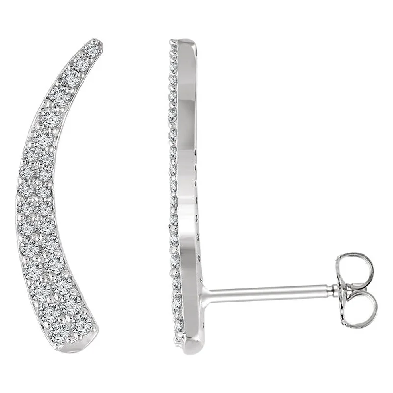 Waterfall drop earrings-2 x 20mm 14k White Gold 3/8 CTW (H-I, I1) Diamond Tapered Ear Climbers