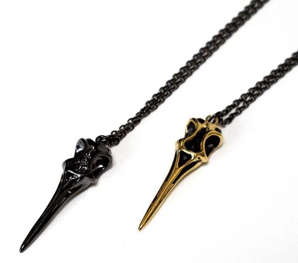 Thin bar necklaces-Hummingbird Skull Necklace