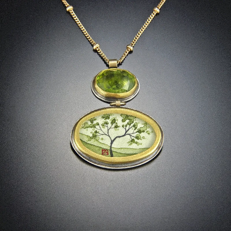 Flapper style necklaces-Spring Maple Necklace with Green Tourmaline