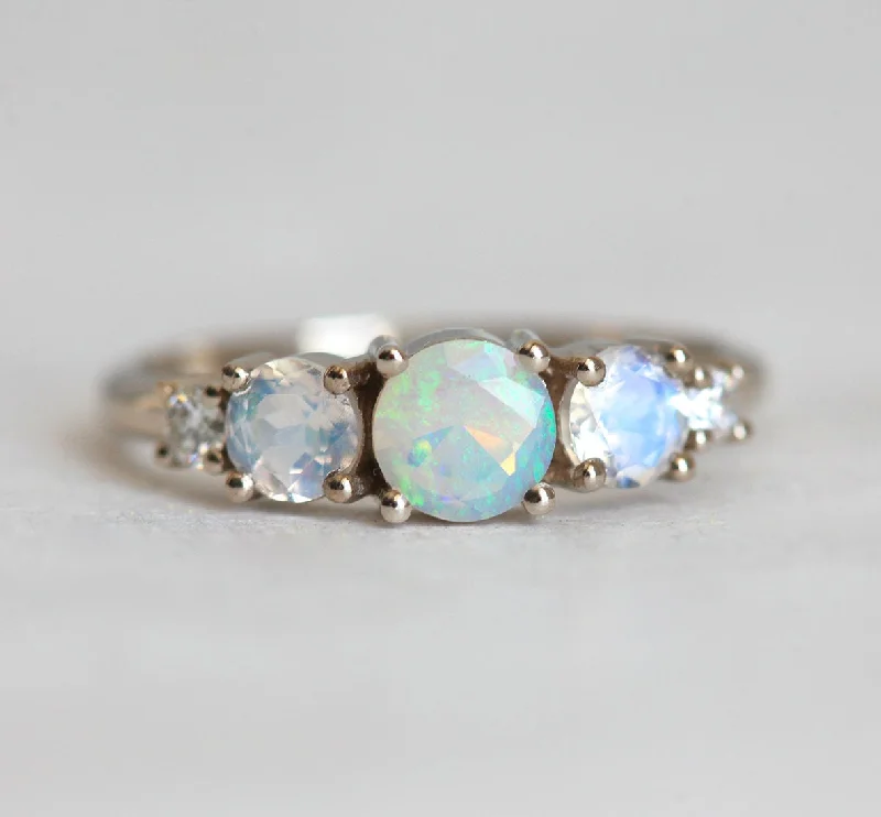 Quirky rings-Carroll Round Opal Cluster Ring