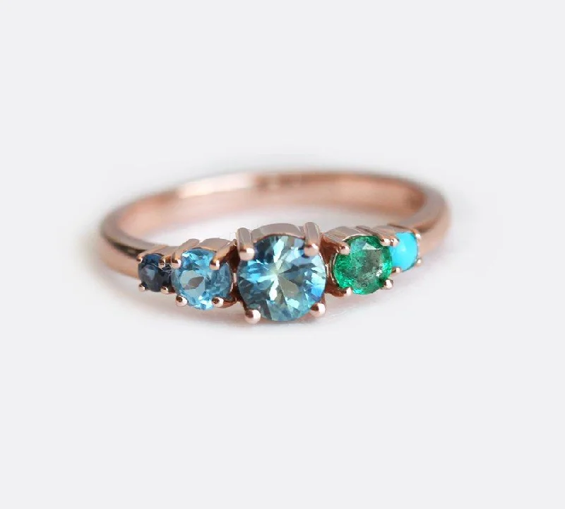 Indian tile rings-Jan Round Sapphire Cluster Ring