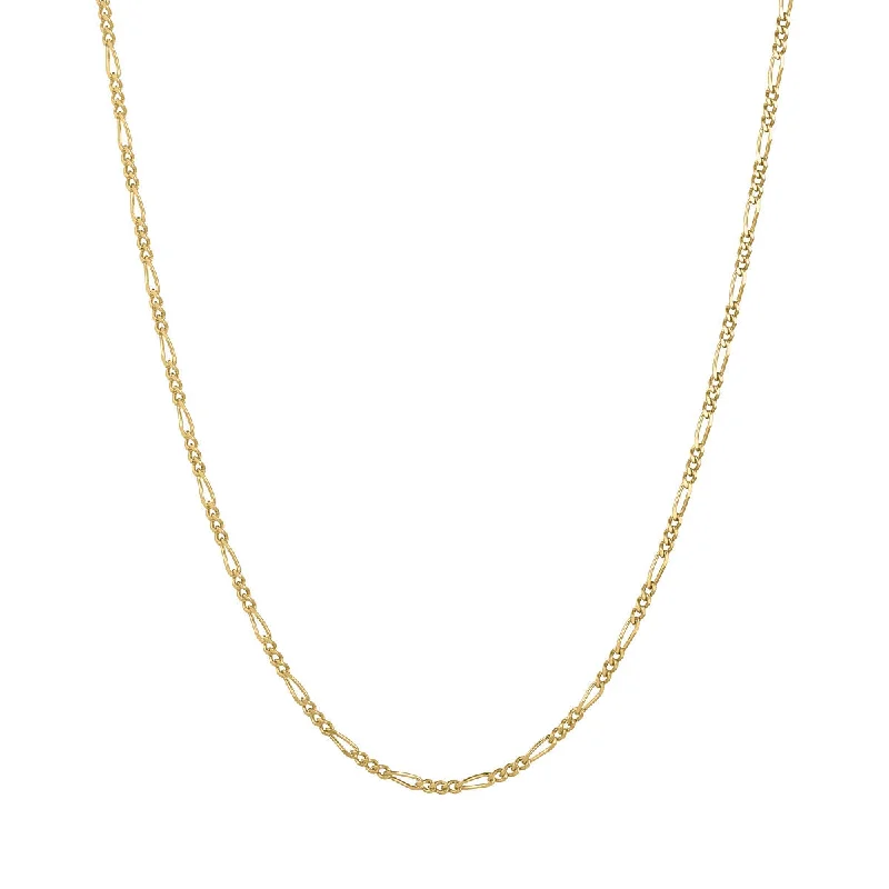 Etched name necklaces-Figaro chain 18K Gold Plated Necklace