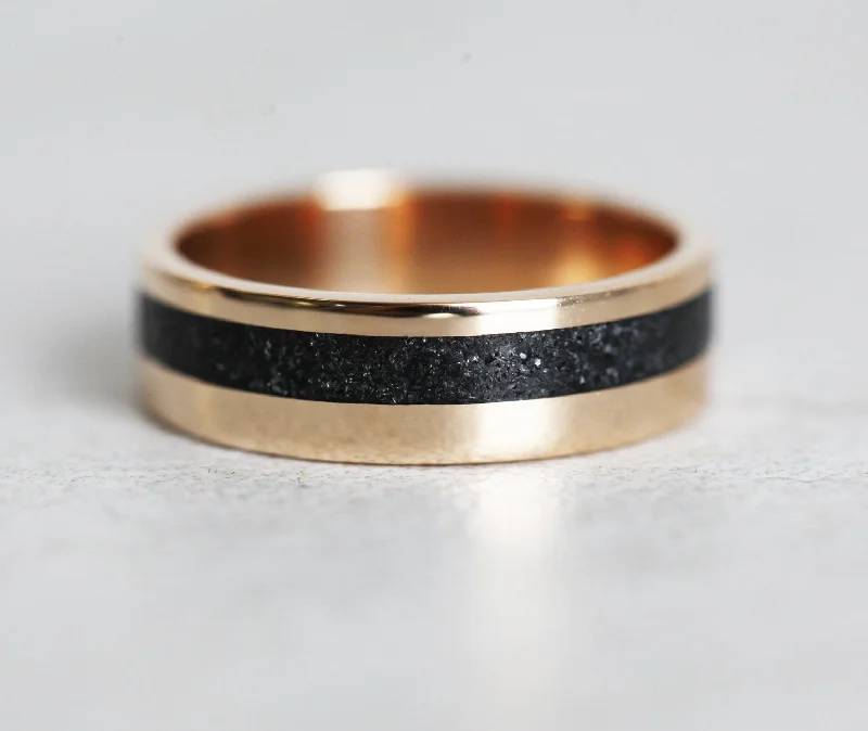 Classic deco rings-Men's Promise Ring With Black Spinel Inlay