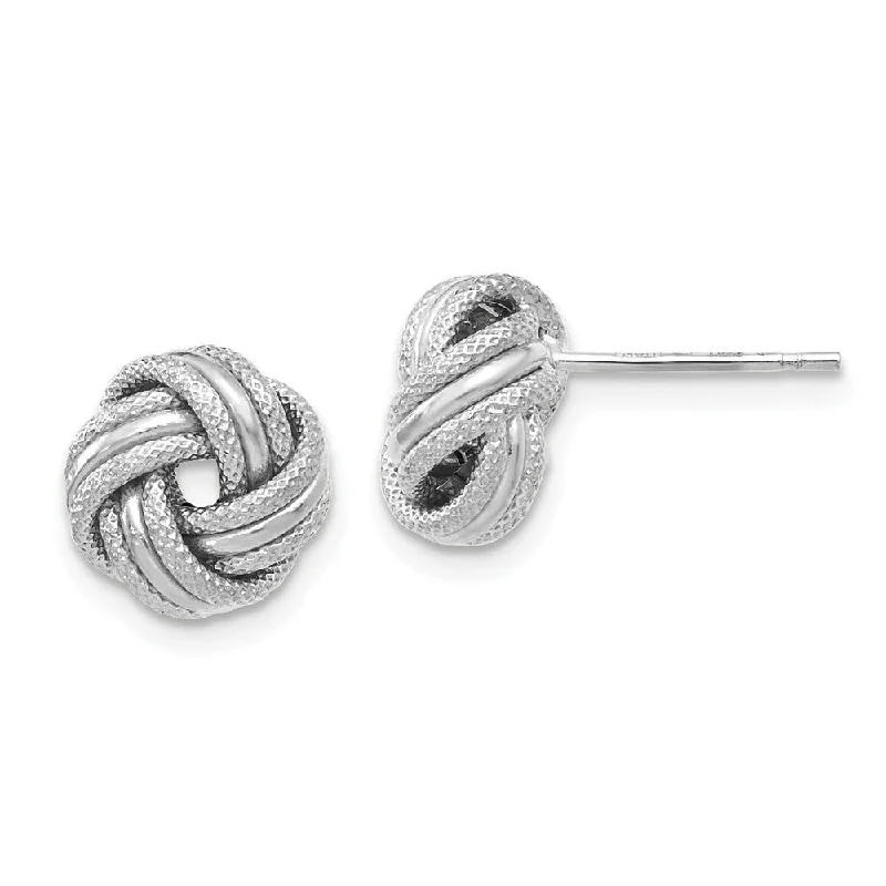 Neon bead earrings-8.5mm (5/16 in) 14k White Gold Polished & Textured Love Knot Earrings