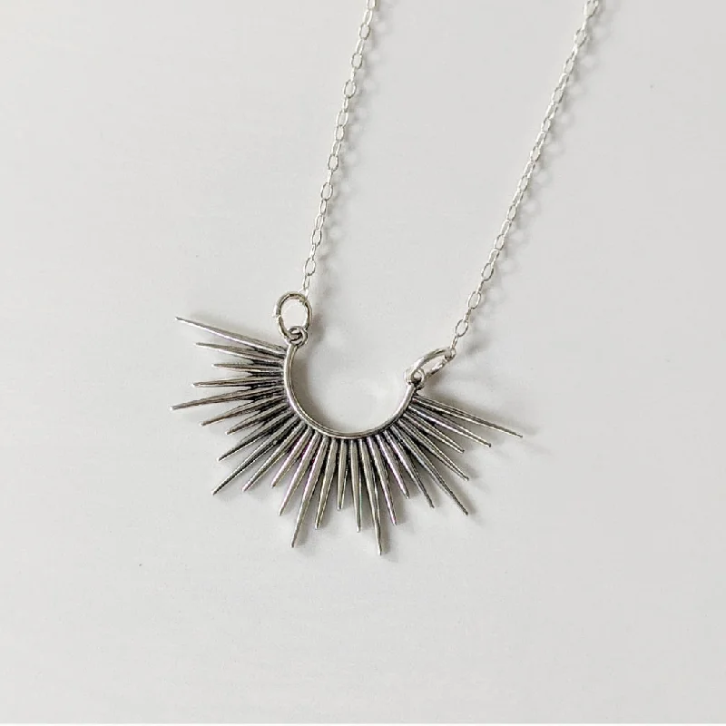 Shiny bead necklaces-Spiked Burst Pendant Necklace