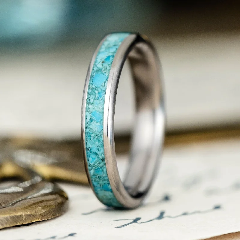 Sturdy band rings-The O'Keeffe | Women's Titanium and Turquoise Ring