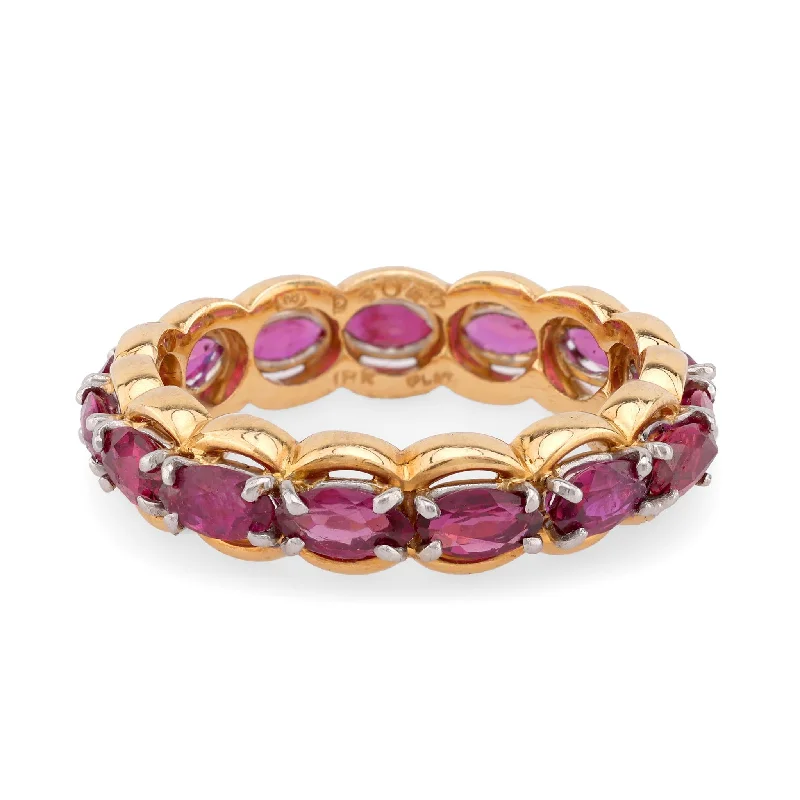 Sharp eternity rings-Vintage Oscar Heyman 3 Carat Ruby 18K Yellow Gold Eternity Ring