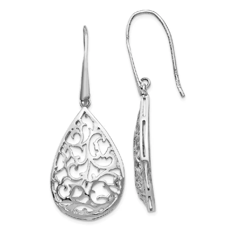 Trapezoid dangle earrings-Cutout Teardrop Dangle Earrings in Sterling Silver