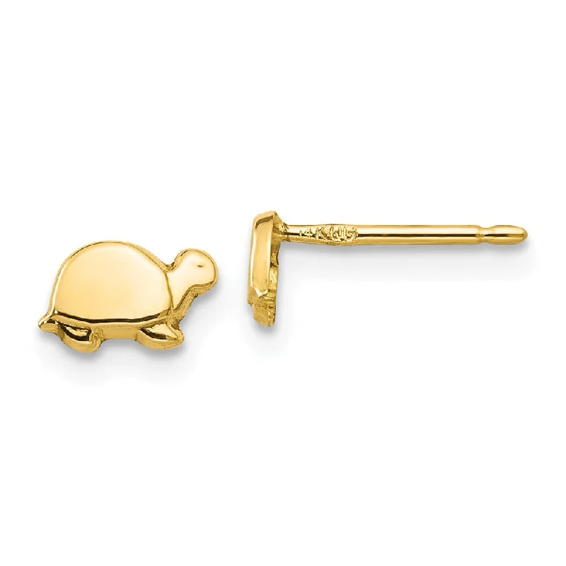 New moon earrings-Kids 6mm Mini Turtle Post Earrings in 14k Yellow Gold