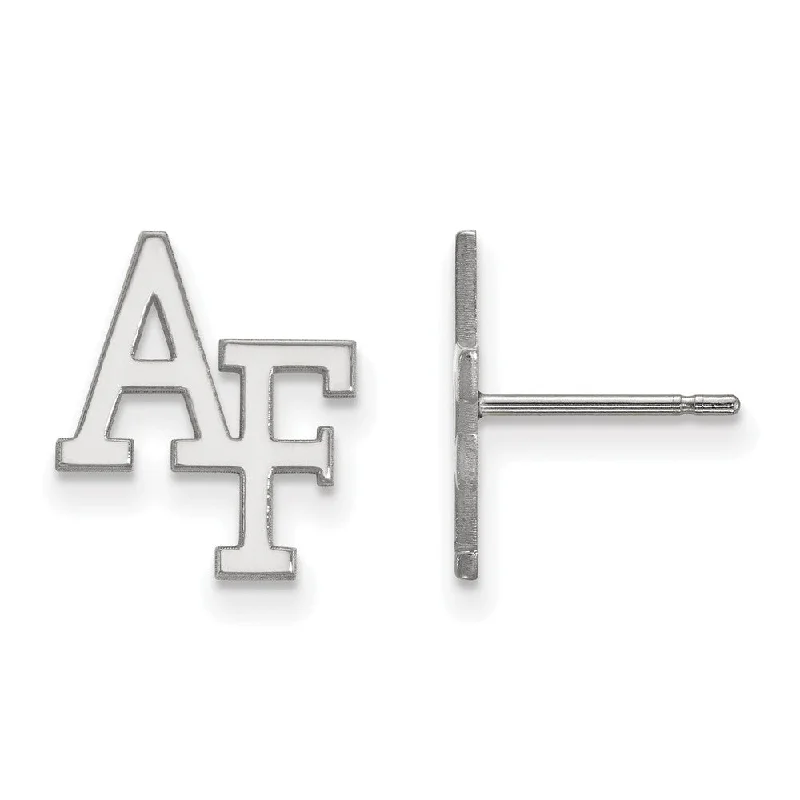 Quirky pair earrings-14k White Gold Air Force Academy Post Earrings