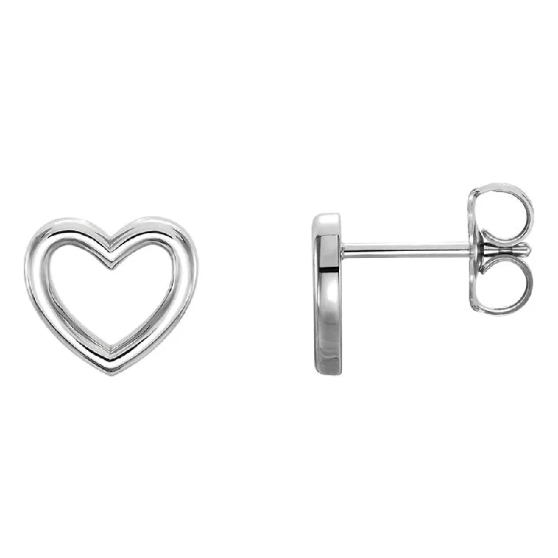 Trapezoid dangle earrings-9 x 8mm (3/8 Inch) Polished 14k White Gold Small Heart Post Earrings