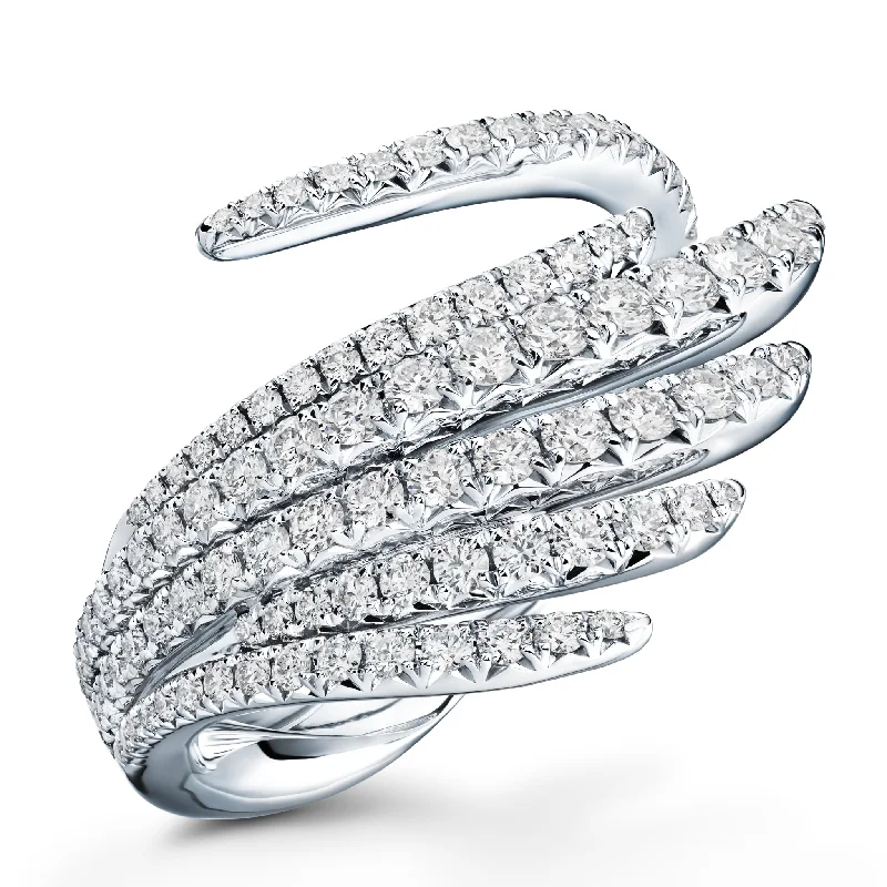 Carved initial rings-18K White Gold 0.92cttw GH/VS Diamond Vela Cocktail Ring by HOF