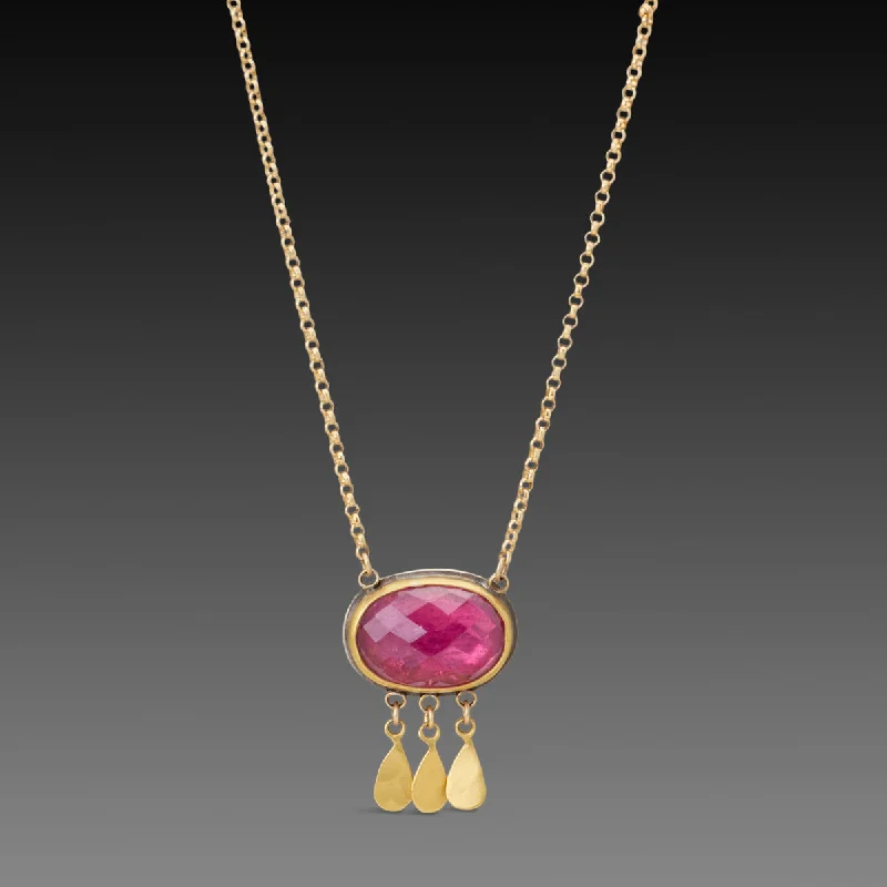 Ripple pattern necklaces-Pink Tourmaline Fringe Necklace